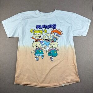 Nickelodeon Rugrats T-Shirt Unisex Large White Ombre Cartoon Graphic Tee